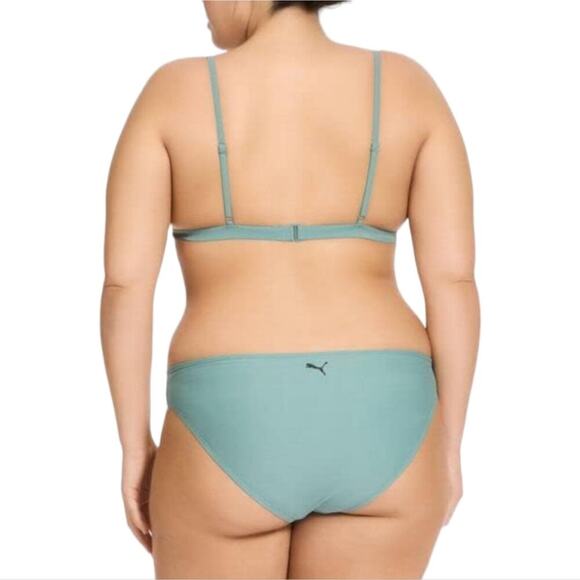 PUMA Moss Green Triangle Built-in-Bra Lined Bikini Swimsuit Size XXL‎ NEW - Picture 2 of 11